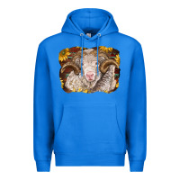 True Royal merino ram with sunflowers Premium Hoodie - BarkalooDesign