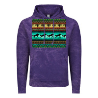Cloud Purple turquoise horse and bullskull aztec  pattern Vintage Hoodie - BarkalooDesign