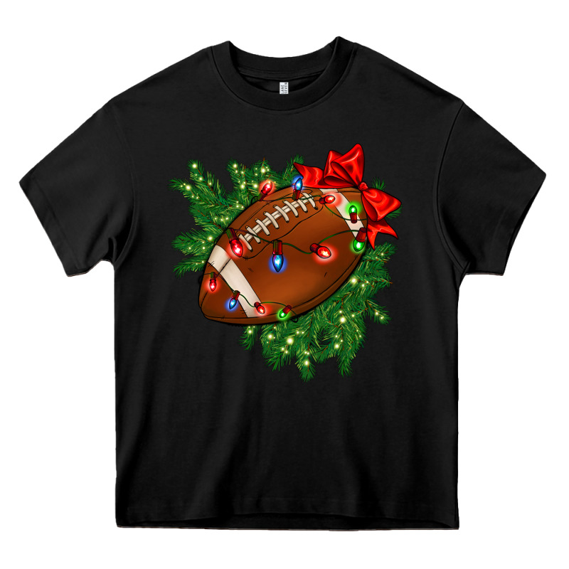 American Football Christmas With Lights And Ribbon Heavy Core Tee by FaDigitalArtStudio | Teevron