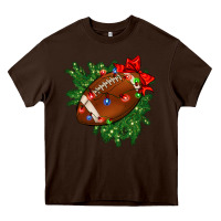 Chocolate Brown american football christmas with lights and ribbon Heavy Core Tee - FaDigitalArtStudio