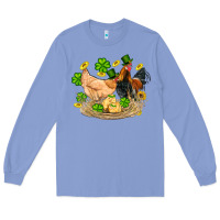 Colony Blue st patricks day farm chicken rooster chick  shamrock gold Long Sleeve Tee - Artiststas