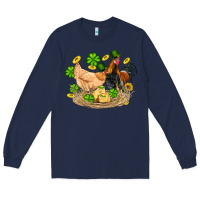 Navy st patricks day farm chicken rooster chick  shamrock gold Long Sleeve Tee - Artiststas