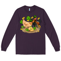 Plum st patricks day farm chicken rooster chick  shamrock gold Long Sleeve Tee - Artiststas