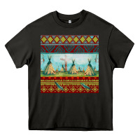 Asphalt teepe tent dreamcatcher totem pole seamless patter Heavy Core Tee - FaDigitalArtStudio