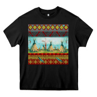 Black teepe tent dreamcatcher totem pole seamless patter Heavy Core Tee - FaDigitalArtStudio