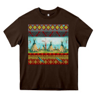 Chocolate Brown teepe tent dreamcatcher totem pole seamless patter Heavy Core Tee - FaDigitalArtStudio