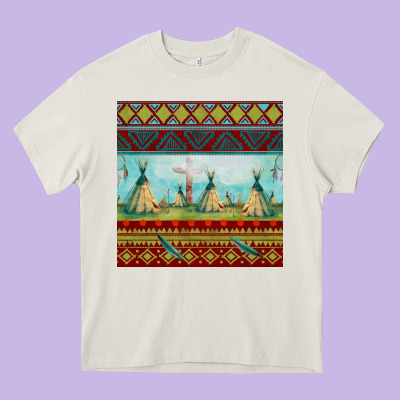 Teepe Tent Dreamcatcher Totem Pole Seamless Patter Heavy Core Tee Designed By Fadigitalartstudio