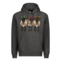 Charcoal Heather 3 sheeps suffolk ewe with bandana Premium Hoodie - BarkalooDesign
