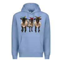 Colony Blue 3 sheeps suffolk ewe with bandana Premium Hoodie - BarkalooDesign
