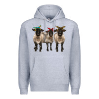 Heather Grey 3 sheeps suffolk ewe with bandana Premium Hoodie - BarkalooDesign