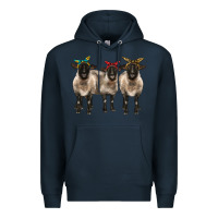 Navy 3 sheeps suffolk ewe with bandana Premium Hoodie - BarkalooDesign