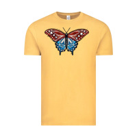 Vintage Mustard Patriotic American Butterfly Vintage Tee - LillyAllenDesigns
