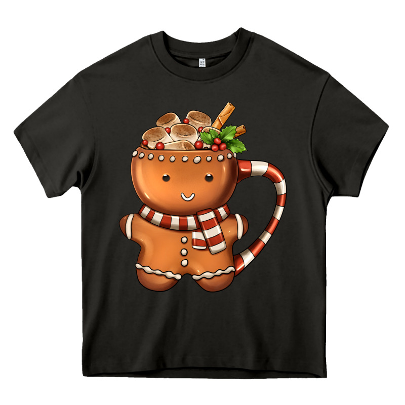 Gingerbread Cookie Man Hot Cocoa Coffee Heavy Core Tee by FaDigitalArtStudio | Teevron
