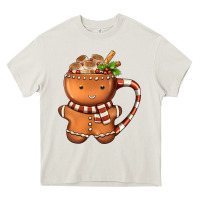 Cream Gingerbread Cookie Man Hot Cocoa Coffee Heavy Core Tee - FaDigitalArtStudio