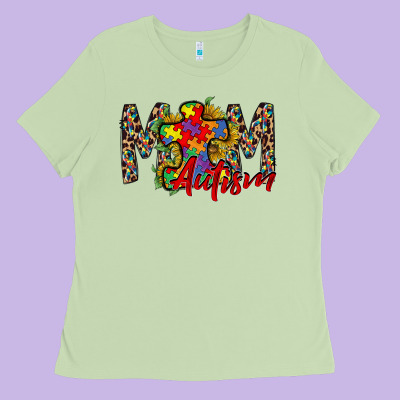 Mom Autism 2 Ladies Tee Designed By Racoondesign