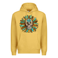 Antique Gold sunflower with skull Premium Hoodie - RanaPortraitStore