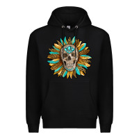 Black sunflower with skull Premium Hoodie - RanaPortraitStore