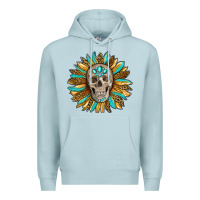 Blue Mist sunflower with skull Premium Hoodie - RanaPortraitStore