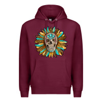 Burgundy sunflower with skull Premium Hoodie - RanaPortraitStore