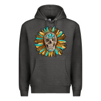 Charcoal Heather sunflower with skull Premium Hoodie - RanaPortraitStore
