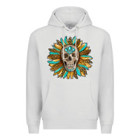 Dove Grey sunflower with skull Premium Hoodie - RanaPortraitStore