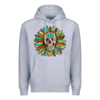 Heather Grey sunflower with skull Premium Hoodie - RanaPortraitStore