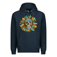 Navy sunflower with skull Premium Hoodie - RanaPortraitStore
