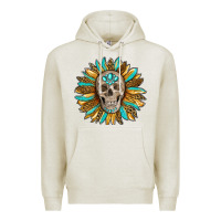 Oatmeal Heather sunflower with skull Premium Hoodie - RanaPortraitStore