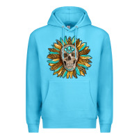Ocean Blue sunflower with skull Premium Hoodie - RanaPortraitStore