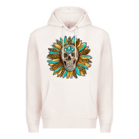 Pale Pink sunflower with skull Premium Hoodie - RanaPortraitStore
