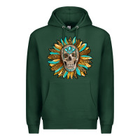 Sports Green sunflower with skull Premium Hoodie - RanaPortraitStore