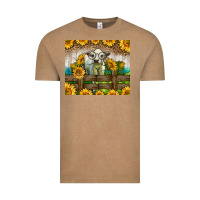 Western Charolais Heifer With Sunflowers Vintage Tee | Teevron