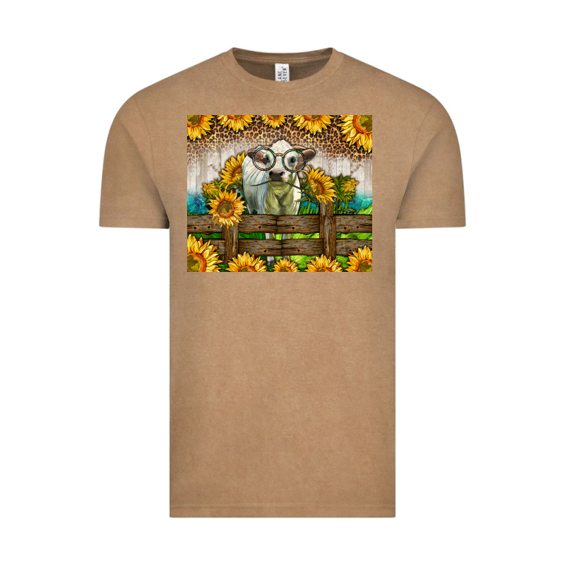 Western Charolais Heifer With Sunflowers Vintage Tee by LillyAllenDesigns | Teevron