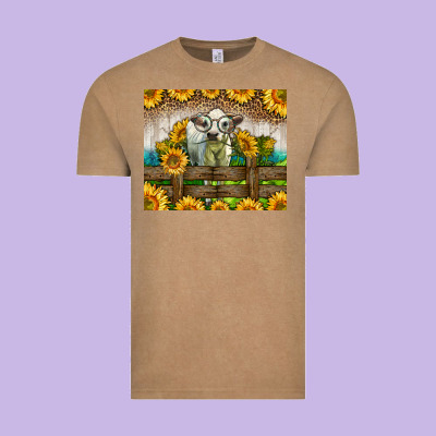 Western Charolais Heifer With Sunflowers Vintage Tee Designed By Lillyallendesigns