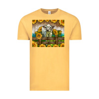 Vintage Mustard Western Charolais Heifer With Sunflowers Vintage Tee - LillyAllenDesigns