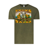 Vintage Olive Western Charolais Heifer With Sunflowers Vintage Tee - LillyAllenDesigns