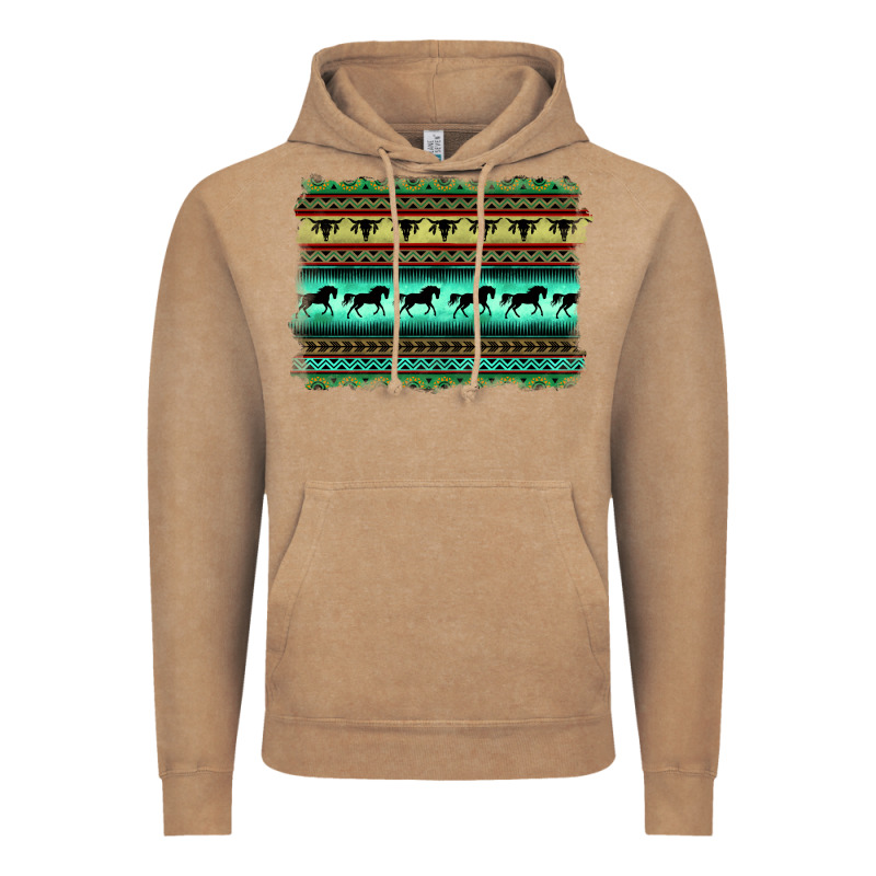 Turquoise Aztec Bullskull And Horse Vintage Hoodie by BarkalooDesign | Teevron