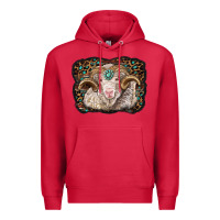 Cardinal merino ram with leopard background Premium Hoodie - BarkalooDesign
