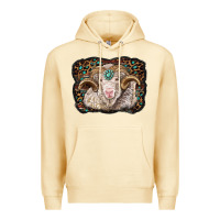 Pina Colada merino ram with leopard background Premium Hoodie - BarkalooDesign