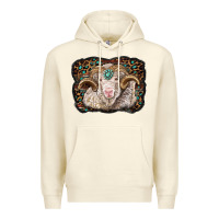 Sandshell merino ram with leopard background Premium Hoodie - BarkalooDesign