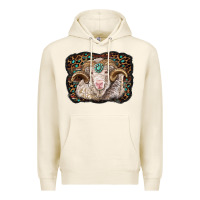 Tofu merino ram with leopard background Premium Hoodie - BarkalooDesign