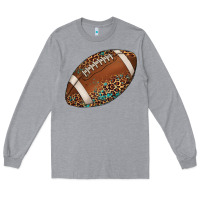 Heather Grey western football leopard turquoise pattern Long Sleeve Tee - Artiststas