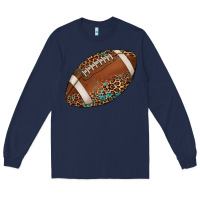 Navy western football leopard turquoise pattern Long Sleeve Tee - Artiststas