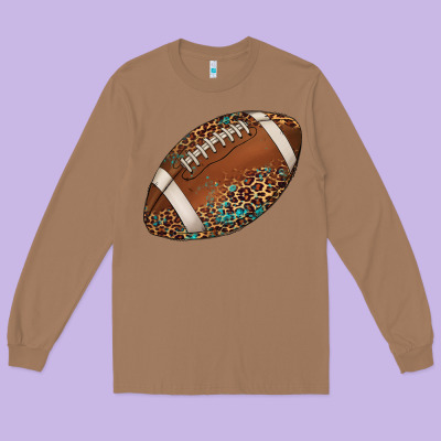 Western Football Leopard Turquoise Pattern Long Sleeve Tee Designed By Artiststas
