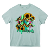 Arona Aquarius Zodiac Sign Sunflower Leopard Serape Heavy Core Tee - RanaPortraitStore