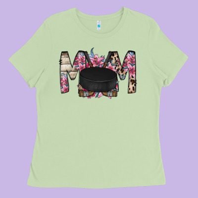 Mom Hockey Flower Ladies Tee Designed By Racoondesign