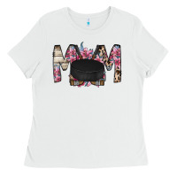 White mom hockey flower Ladies Tee - RacoonDesign