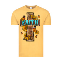 Vintage Mustard Western Faith Cross Butterfly Vintage Tee - LillyAllenDesigns