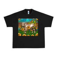 Black Western Charolais Bull With Sunflowers Urban Heavy Tee - LillyAllenDesigns