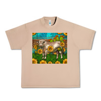 Burro Western Charolais Bull With Sunflowers Urban Heavy Tee - LillyAllenDesigns